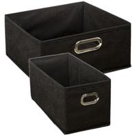 5Five opbergmanden - kastmanden - 2x stuks - 7 en 14 liter - zwart - linnen