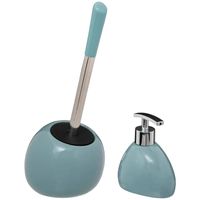 5Five Badkamer accessoires set - ijsblauw - zeeppompje en wc-borstel - Badkameraccessoireset - thumbnail