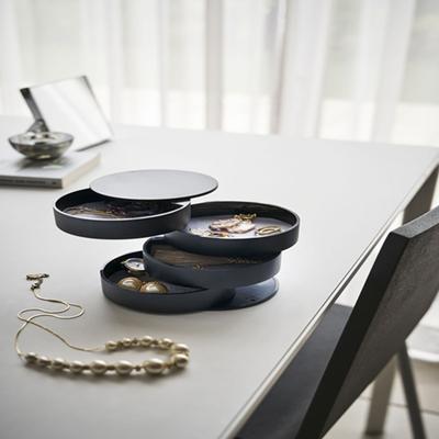 Creatieve multi-Storey Desktop sieraden opbergdoos beschermende case (zwart)