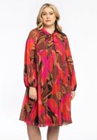 Yoek Jurk Plissee met strik EVI | Roze | Maat 42/44
