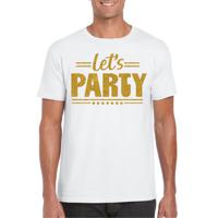 Bellatio Decorations Verkleed shirt voor heren - lets party - wit - glitter - carnaval/themafeest 2XL  -