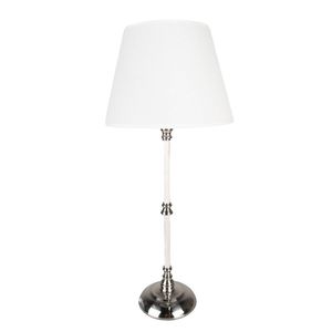 HAES DECO - Tafellamp - Loving Chic - Zilverkleurige Vintage Lamp, Ø 18x44 cm - Bureaulamp, Sfeerlamp, Nachtlampje