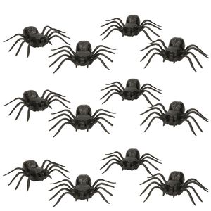 20x Plastic horror spinnen 10 cm Halloween decoratie   -