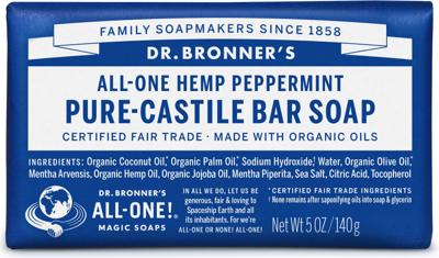 Dr. Bronner's Zeep Peppermint Pure-Castile Bar Soap 140gr Dr. Bronner's Zeep Peppermint Pure-Castile Bar Soap 140gr