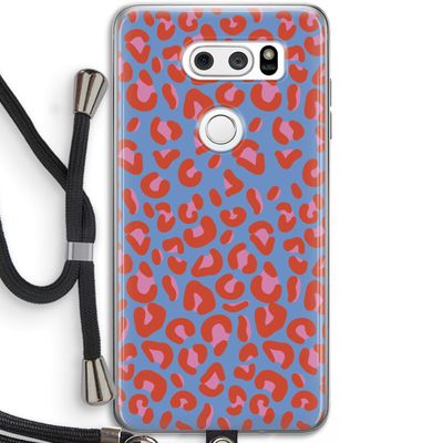 Leopard blue: LG V30 Transparant Hoesje met koord