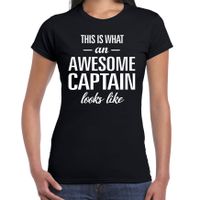 Zwart cadeau t-shirt awesome Captain / geweldige kapitein voor dames 2XL  -