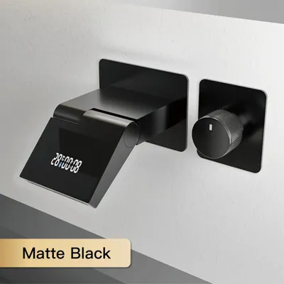Wastafelkraan met LED Licht - Wandmontage | 2 Gaten | Warm & Koud Water | Messing