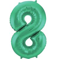Folie ballon van cijfer 8 in het groen 86 cm - thumbnail