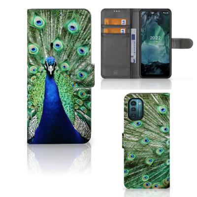 Nokia G11 | G21 | Telefoonhoesje | Met pasjeshouder | Pauw