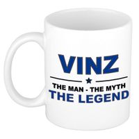 Naam cadeau mok/ beker Vinz The man, The myth the legend 300 ml   -