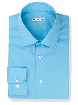 PERFO - Turquoise popeline easy-care overhemd - Brise 3