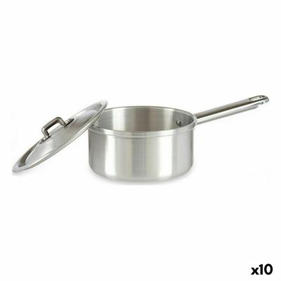 Sauspan met deksel Ø 14 cm Zilverkleurig Aluminium 1 L (10 Stuks)