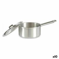 Sauspan met deksel Ø 14 cm Zilverkleurig Aluminium 1 L (10 Stuks)