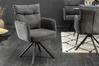 Draaistoel BIG GEORGE Antraciet fluweel getextureerde stof fauteuil lente kern - 40168