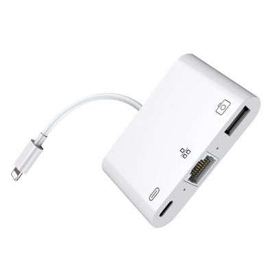 8 pin naar RJ45 1000Mbps netwerkadapter + opladen poort + Camera USB lezen multifunctionele Converter