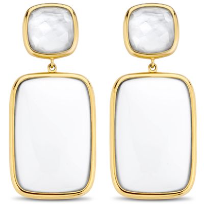 TI SENTO-Milano 7876WA Oorhangers Mother of Pearl zilver goudkleurig-wit 42 mm