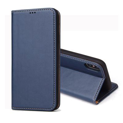 Dermis textuur PU horizontale Flip lederen case voor iPhone X/XS met houder & kaartsleuven & portemonnee (blauw)