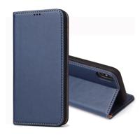 Dermis textuur PU horizontale Flip lederen case voor iPhone X/XS met houder & kaartsleuven & portemonnee (blauw)