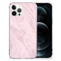 iPhone 12 Pro Max Anti-Shock Hoesje Marble Pink - Origineel Cadeau Vriendin
