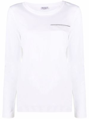 Brunello Cucinelli t-shirt à ornements métalliques - Blanc