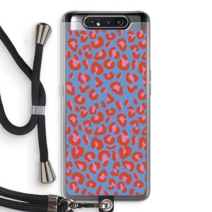 Leopard blue: Samsung Galaxy A80 Transparant Hoesje met koord