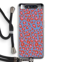 Leopard blue: Samsung Galaxy A80 Transparant Hoesje met koord