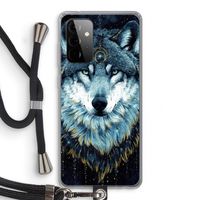 Darkness Wolf: Samsung Galaxy A72 5G Transparant Hoesje met koord