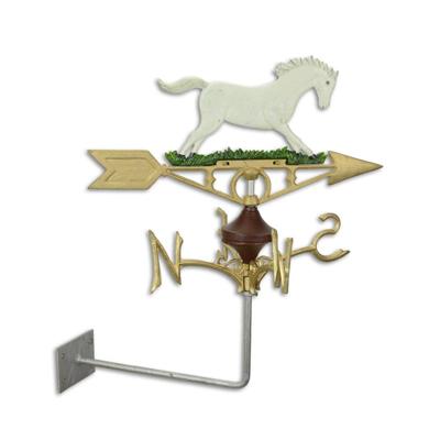 A CAST IRON WALL MOUNT HORSE WEATHER VANE