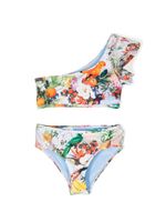 Molo bikini asymétrique Nola à fleurs - Bleu - thumbnail