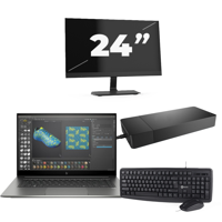 HP ZBook Studio G7 - Intel Core i7-10e Generatie - 15 inch - 16GB RAM - 256GB SSD - Windows 11 + 1x 24 inch Monitor