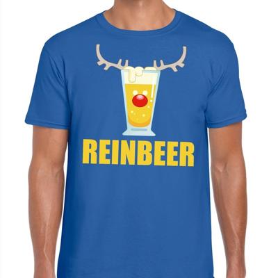 Foute Kersttrui t-shirt - Reinbeer - blauw - voor heren - drank rendier Foute Kersttrui t-shirt - Reinbeer - blauw - voor heren - drank rendier