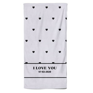 Valentijn handdoek Hartjes met datum - Pillow Buddies
