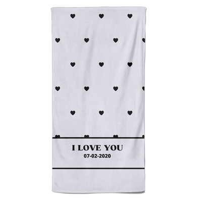 Valentijn handdoek Hartjes met datum - Pillow Buddies