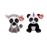 Ty - Knuffel - Beanie Boo's - Linus Lemur & Paris Panda - thumbnail