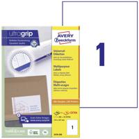 Avery-Zweckform 3478-200 Universele etiketten 210 x 297 mm Papier Wit 200 stuk(s) Permanent hechtend Laser (kleur), Laser (zwart/wit), Kopiëren (kleur), - thumbnail