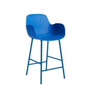 Normann Copenhagen Form Barkruk High 65 cm met Armleuning - Staal - Bright Blue