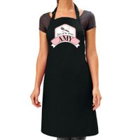 Queen of the kitchen Amy keukenschort/ barbecue schort zwart voor dames   -