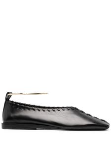 Jil Sander ballerines à détail d'anneau - Noir