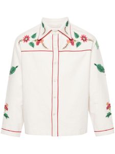 BODE chemise Kilburn à fleurs brodées - Blanc