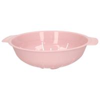 Keuken vergiet zeef - kunststof - D25 cm x H8 cm - roze - afgieten - groente - pasta - rijst