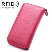 902 Antimagnetic RFID Litchi Texture Women Large Capacity Hand Wallet Purse Phone Bag with Card Slots(Rose Red)