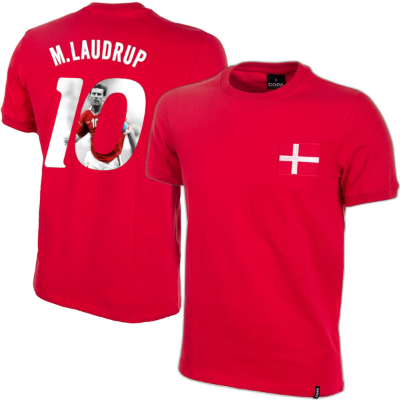 Denemarken retro voetbalshirt 1970's + M. Laudrup 10 (Photo Style)