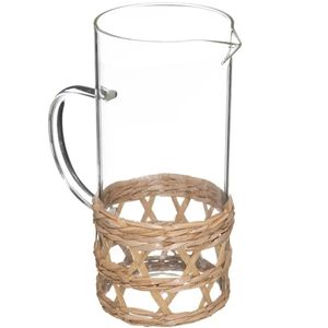 Karaf/schenkkan 1,2 liter van glas met riet recht model   -