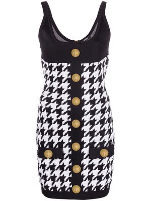 Balmain robe courte sans manches à motif pied-de-poule - Noir