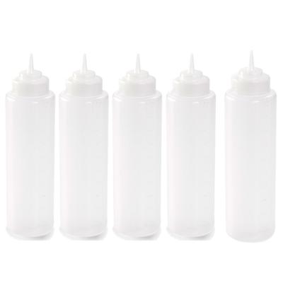 Doseerfles/sausfles - 10x stuks - kunststof - transparant - met schenktuit - 1000 ml - 22 cm