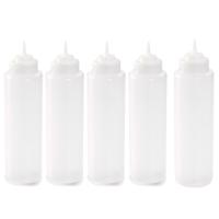 Doseerfles/sausfles - 10x stuks - kunststof - transparant - met schenktuit - 1000 ml - 22 cm