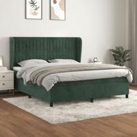 Boxspring met matras fluweel donkergroen 160x200 cm