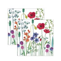 40x Servetten veldbloemen/weidebloemen thema wit 33 x 33 cm