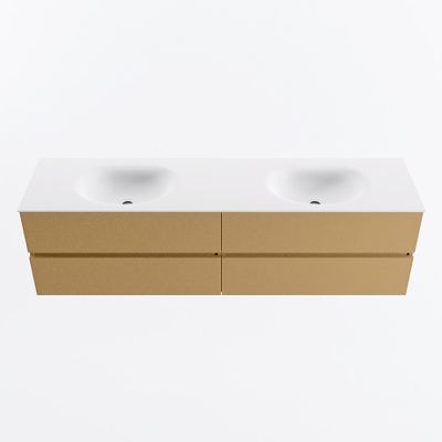 MONDIAZ VICA 180cm badmeubel onderkast Oro 4 lades. Wastafel MOON dubbel 2 kraangaten, kleur Talc.
