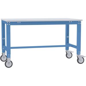 Manuflex AU7369.5012 Werktafel universele speciale mobiel met PVCplatte, bxdxh = 1500 x 1000 x 752-972 mm Lichtblauw (RAL 5012)